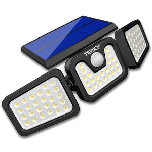Lampa Solara Tripla 72 Led-uri Teno®, senzor de miscare, 3 moduri de iluminare, protectie IP67, Waterproof, exterior, negru imagine