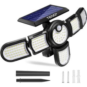Lampa Solara Teno®, 6 Capete, senzor de miscare, 3 moduri de iluminare, protectie IP65, Waterproof, exterior, negru imagine