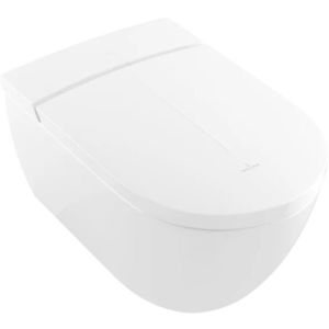 Set vas WC suspendat Villeroy&Boch ViClean l100 DirectFlush CeramicPlus si capac inchidere lenta cu functie bideu electric alb imagine