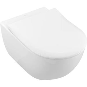 Set vas WC suspendat Villeroy & Boch Subway 2.0 DirectFlush CeramicPlus cu capac slim cu inchidere lenta alb Alpin imagine