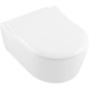 Set vas WC suspendat Villeroy & Boch Avento DirectFlush Ceramic Plus si capac slim cu inchidere lenta alb Alpin imagine