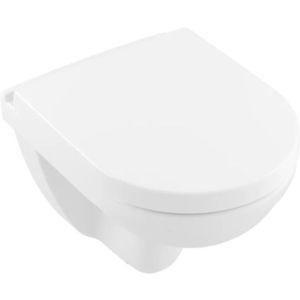 Set vas WC suspendat Villeroy & Boch O.Novo CeramicPlus 49x36cm Directflush si capac cu Inchidere lenta alb Alpin imagine