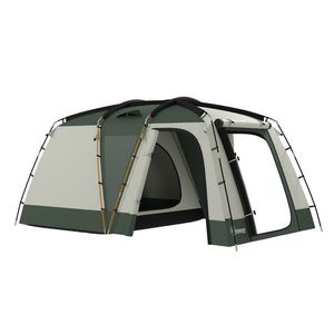 Outsunny Cort de Camping Impermeabil cu 4 Locuri, cu Zonă Separată de Dormit și Living, Cort de Camping din Poliester, 460x300x200 cm, Verde imagine