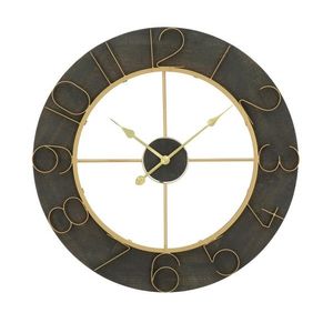 Ceas de perete Dark Glam, Mauro Ferretti, Ø 70 cm, fier, negru/auriu imagine