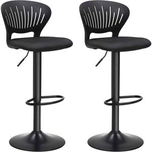 Set 2 scaune de bar, Vasagle, 40 x 42 x 85-107 cm, inaltime reglabila, rotire 360°, otel/mesh, negru imagine