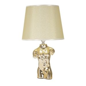 Lampa de masa, Glam Man, Mauro Ferretti, 1 x E27, 40W, 25 x 25 x 42.5 cm, ceramica/fier/textil, auriu imagine
