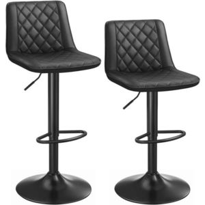 Set 2 scaune de bar, Vasagle, 47 x 51 x 88.5-108.5 cm, inaltime reglabila, fier/piele ecologica, negru imagine