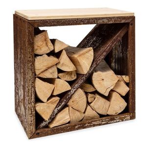Blumfeldt Kindlewood S Rust, suport pentru lemne, bancă, 56 x 56 x 36 cm, bambus, zinc imagine