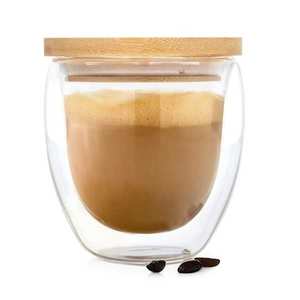 Bambuswald Pahar pentru cafea cu capac, 240 ml, lucrate manual, sticlă borosilicată, bambus imagine