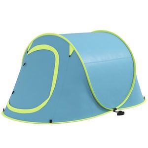 Outsunny Cort Camping Impermeabil, Cort Pop-Up cu Accesorii și Geantă de Transport, 245x148x105 cm, Albastru imagine