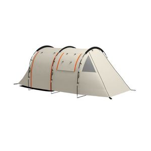 Outsunny Cort de Camping pentru 4-5 Persoane cu Capac Blackout, Cort Tunel de Familie Impermeabil cu Geantă de Transport, 460x230x180 cm, Kaki imagine