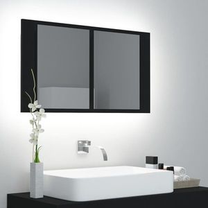 vidaXL Dulap de baie cu oglindă și LED, negru, 80x12x45 cm imagine