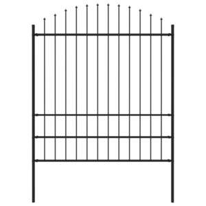 vidaXL Gard de grădină cu vârf ascuțit, negru, 1, 7 m, oțel imagine
