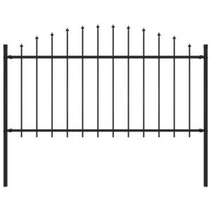 Gard de gradina cu varf sulita, negru, 1, 7 x 1, 2 m, otel imagine