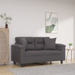 vidaXL Canapea cu 2 locuri cu pernuțe, gri, 120 cm, piele ecologică imagine