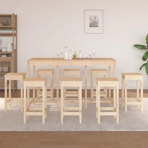 vidaXL Set mobilier de bar, 9 piese, lemn masiv de pin imagine
