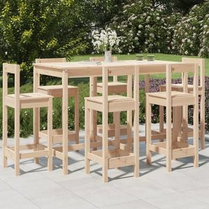 vidaXL Set bar de grădină, 7 piese, lemn masiv de pin imagine