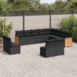vidaXL Set mobilier de grădină, 12 piese, negru imagine