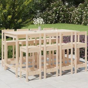 vidaXL Set bar de grădină, 9 piese, lemn masiv de pin imagine