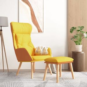 vidaXL Scaun relaxare cu taburet galben muștar piele ecologică/textil imagine