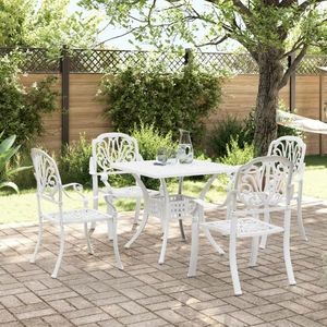 vidaXL Set mobilier de grădină, 5 piese, alb, aluminiu turnat imagine