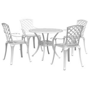 vidaXL Set mobilier de grădină, 5 piese, alb, aluminiu turnat imagine