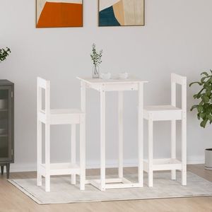 vidaXL Set mobilier de bar, 3 piese, alb, lemn masiv de pin imagine
