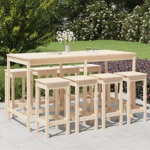 vidaXL Set bar de grădină, 9 piese, lemn masiv de pin imagine