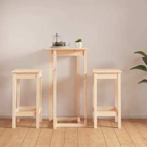 vidaXL Set mobilier de bar, 3 piese, lemn masiv de pin imagine