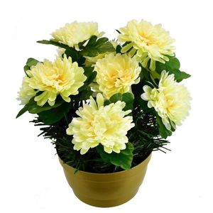 Floare artificială Crizantemă în ghiveci, crem, 22x 23 cm imagine