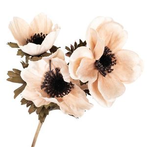 Floare artificială Anemone crem, 3 flori, 56 x 17 cm imagine