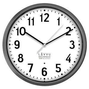 LAVVU Ceas gri LAVVU Accurate Metallic Silver, controlat prin radio, diametru 30 cm imagine