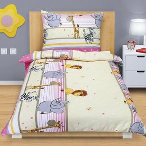 Lenjerie de pat din bumbac pentru copii Bellatex Junior Safari roz, 140 x 200 cm, 70 x 90 cm imagine