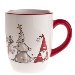 Cană ceramică de Crăciun Elf și ren, 350 ml, roșu imagine