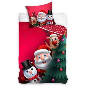 Lenjerie de pat din bumbac de Crăciun Salutăride la Polul Nord, 140 x 200 cm, 70 x 90 cm imagine