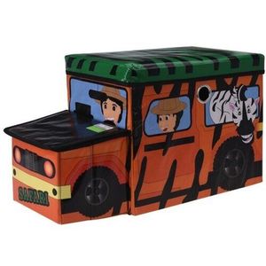 Cutie depozitare cu șezut Safari bus portocaliu, pentru copii, 55 x 26 x 31 cm imagine