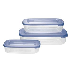 Set de 3 recipiente de plastic Tontarelli, albastru imagine
