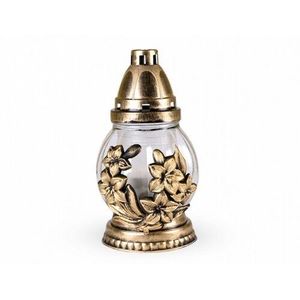 Lampă din sticlă cu decor în relief Floare, auriu imagine