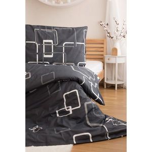 Lenjerie de pat din bumbac Jerry Fabrics Pătrate negru-alb, 140 x 200 cm, 70 x 90 cm imagine