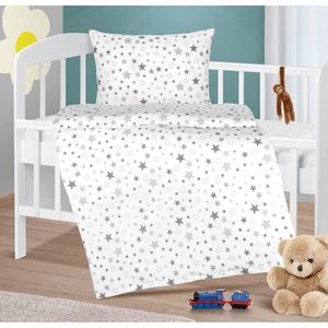 Bellatex Lenjerie de pat pentru copii din bumbacAgata Stars gri, 90 x 135 cm, 45 x 60 cm imagine