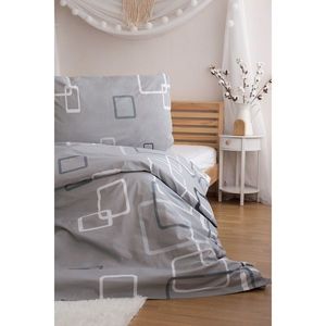 Lenjerie de pat de bumbacJerry Fabrics Pătrate gri, 140 x 200 cm, 70 x 90 cm imagine