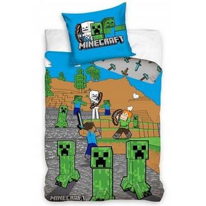 Lenjerie de pat pentru copii Minecraft Time toMine , 140 x 200 cm, 70 x 90 cm imagine
