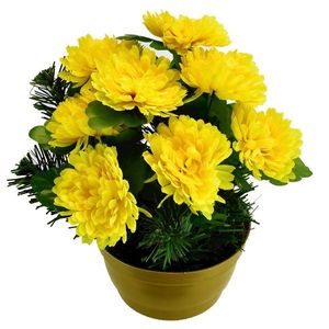 Floare artificială Crizantemă în ghiveci, galben , 22 x 23 cm imagine