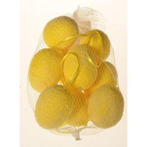 Ouă artificiale suspendabile galbene, set de 9 bucăți, în. 6 cm, plasă imagine