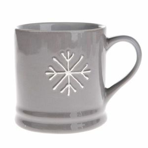 Cană de Crăciun din ceramică Snowflake, 420 ml, gri imagine