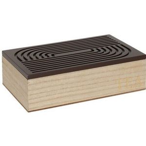 Cutie din lemn pentru pliculețe de ceai Ribbon, 24 x 7 x 16 cm, maro închis imagine