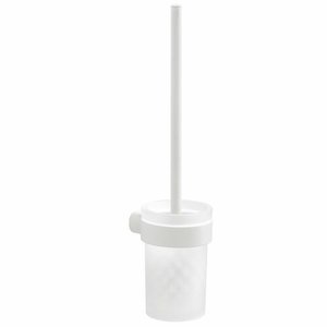 Perie de toaletă GEDY PI330302 Pirenei suspendată, alb mat / sticlă albă imagine