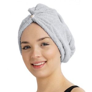 Turban pentru păr cu uscare rapidă, din frotir, gri deschis imagine