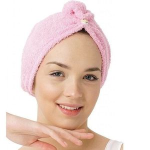 Turban de păr din frotir cu uscare rapidă roz imagine