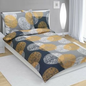 Lenjerie de pat creponată Bellatex Ball gri și portocaliu, 140 x 220 cm, 70 x 90 cm, 140 x 220 cm, 70 x 90 cm imagine